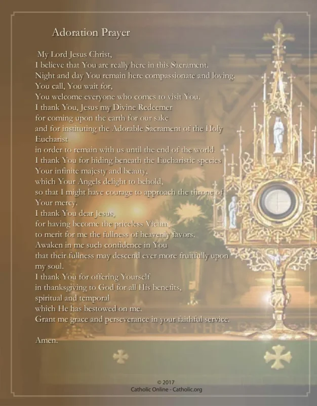 Adoration Prayer Example For Kids