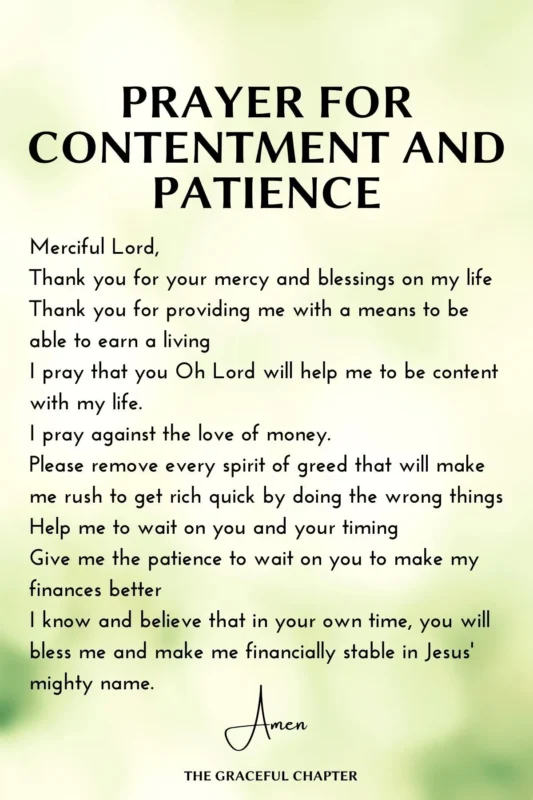 prayer for contentment