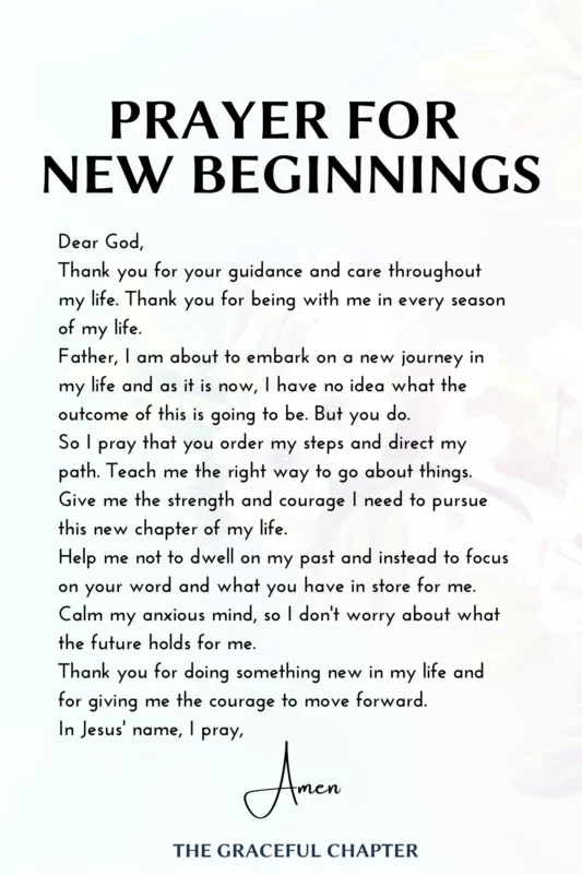 prayer for new beginning