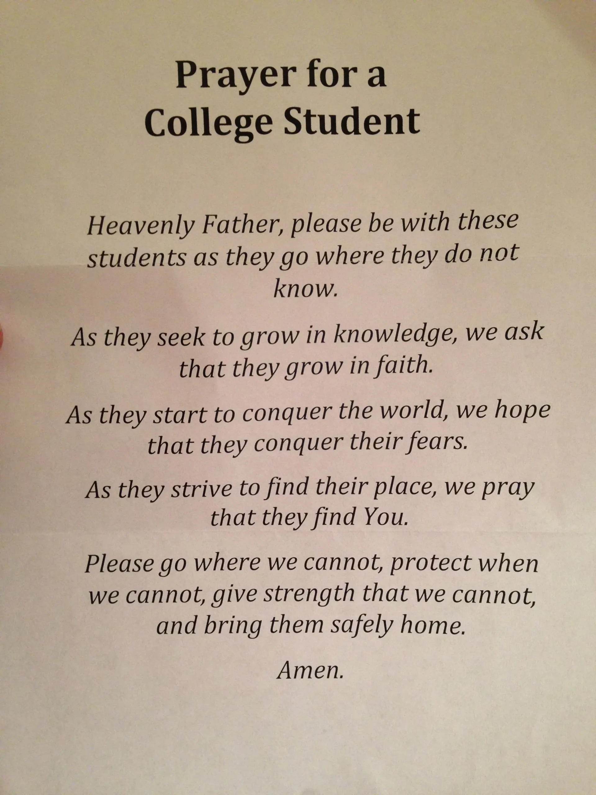 prayer for the students